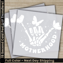 Load image into Gallery viewer, a set of three stickers with the words motherhood on them
