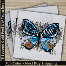 Load image into Gallery viewer, two greeting cards with a blue butterfly and flowers
