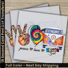 Load image into Gallery viewer, two greeting cards with peace, love, and hand prints
