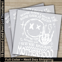 Load image into Gallery viewer, a set of three stickers that say some days rock the motherhood
