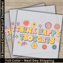 Load image into Gallery viewer, two greeting cards with the words, think happy thoughts
