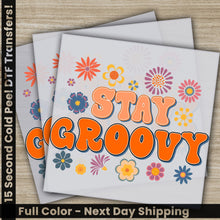 Load image into Gallery viewer, a set of three greeting cards with the words stay groovy
