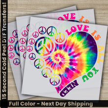 Load image into Gallery viewer, a pair of peace signs and a tie dye heart
