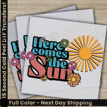 Load image into Gallery viewer, two greeting cards with the words i here comes the sun
